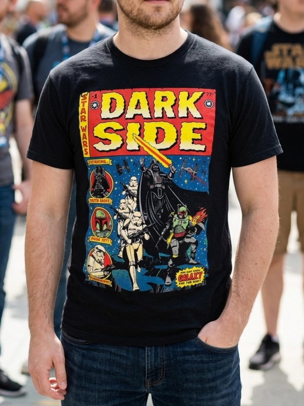 Unisex NWT Star Wars Black 'Dark Side' Vintage Comic Graphic Tee